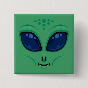 Friendly Cartoon Alien Face Button