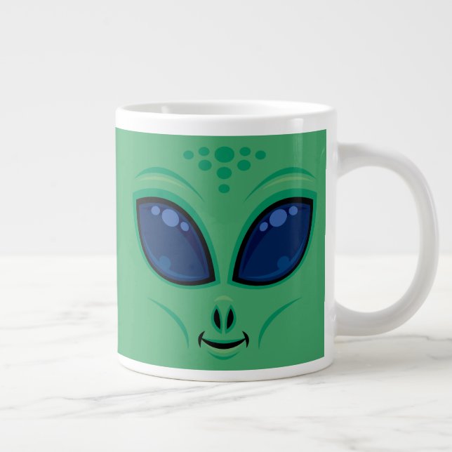 Friendly Cartoon Alien Face Jumbo-Tasse (Rechts)