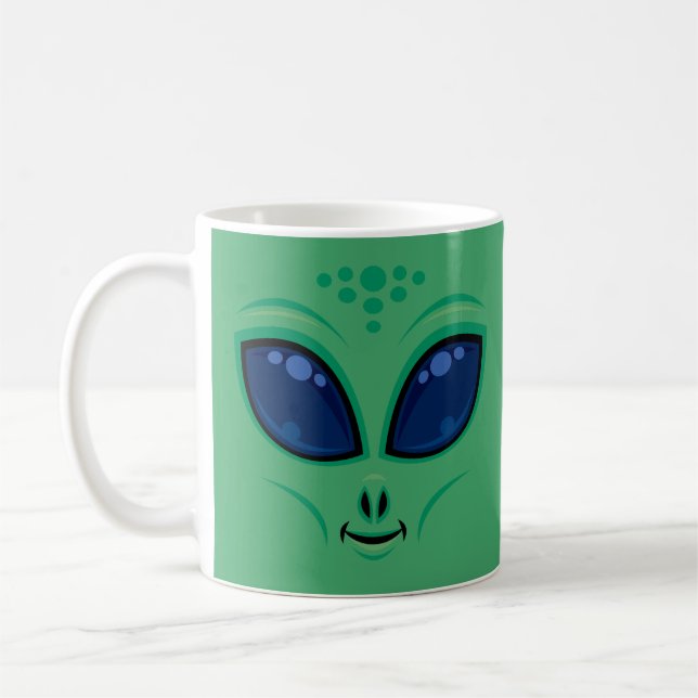 Friendly Cartoon Alien Face Kaffeetasse (Links)