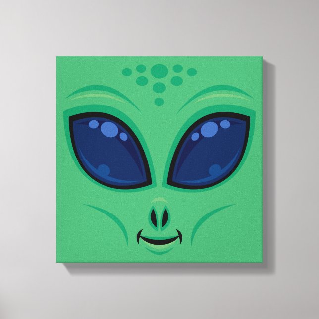 Friendly Cartoon Alien Face Leinwanddruck (Vorderseite)