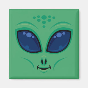 Friendly Cartoon Alien Face Magnet