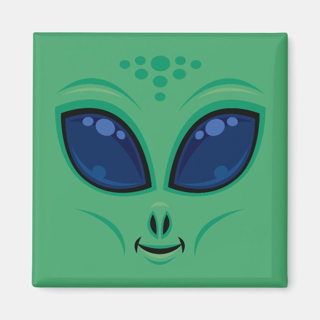 Friendly Cartoon Alien Face Magnet (Vorne)