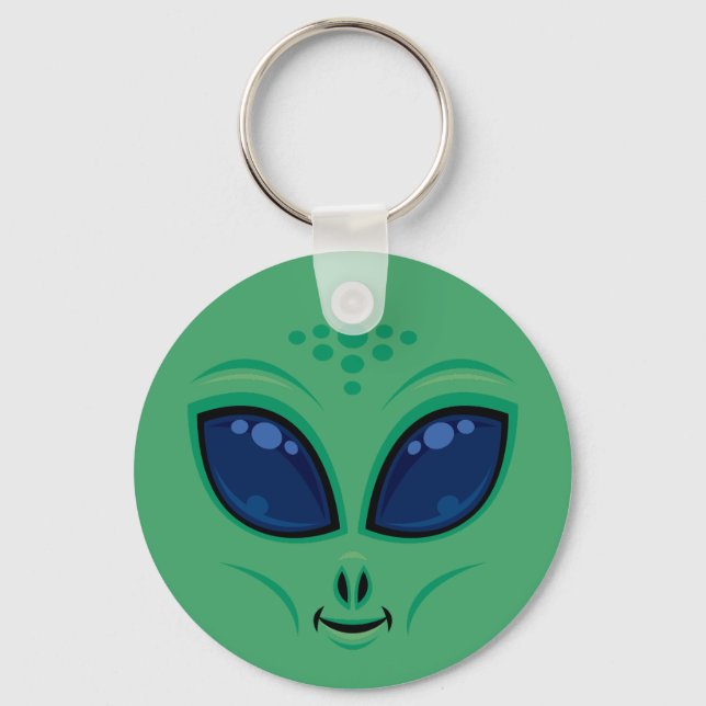 Friendly Cartoon Alien Face Schlüsselanhänger (Vorderseite)