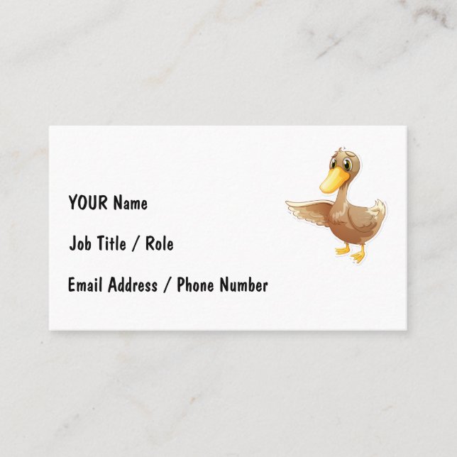 Friendly Cartoon Duck with Contact Info Visitenkarte (Vorderseite)