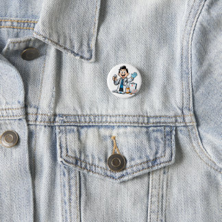 Friendly Doctor Mascot Medical Cartoon Design Button