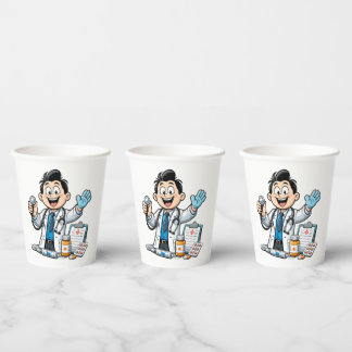Friendly Doctor Mascot Medical Cartoon Design Pappbecher