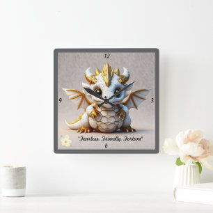 "Friendly Dragon Art" Quadratische Wanduhr