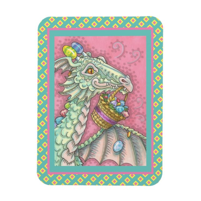 FRIENDLY EASTER EGG DRAGON, SPRING FANTASY MAGNET (Vertikal)