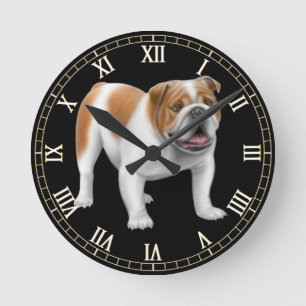 Friendly English Bulldog Wall Clock Runde Wanduhr