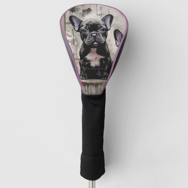 Friendly French Bulldog Puppy Dogs 003 - Raimon P Golf Headcover (Vorderseite)