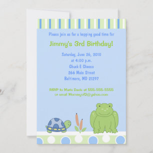 Friendly Frog & Turtle 12x18 Geburtstag Einladung