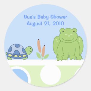 Friendly Frog und Schildkrötenkleber Runder Aufkleber