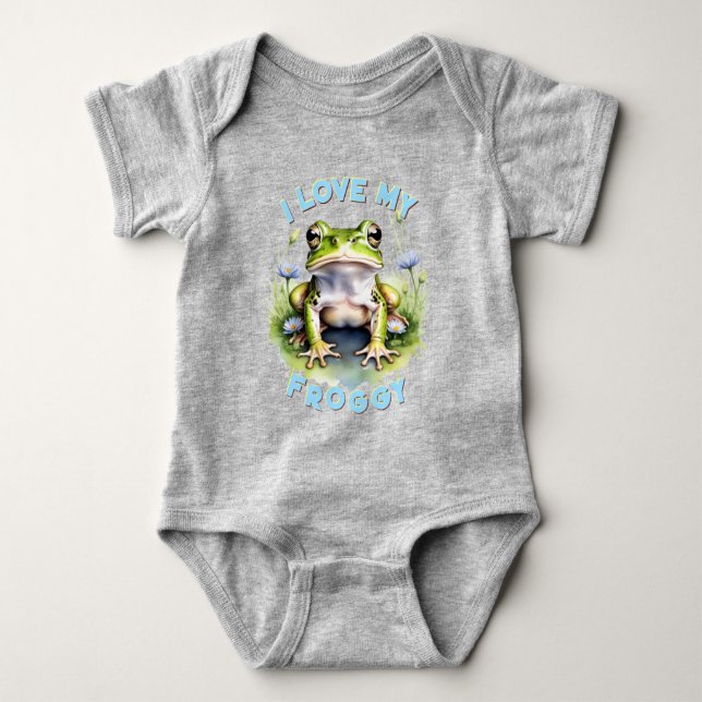 Friendly Froggy Joy - Personalisiert Baby Strampler (Vorderseite)