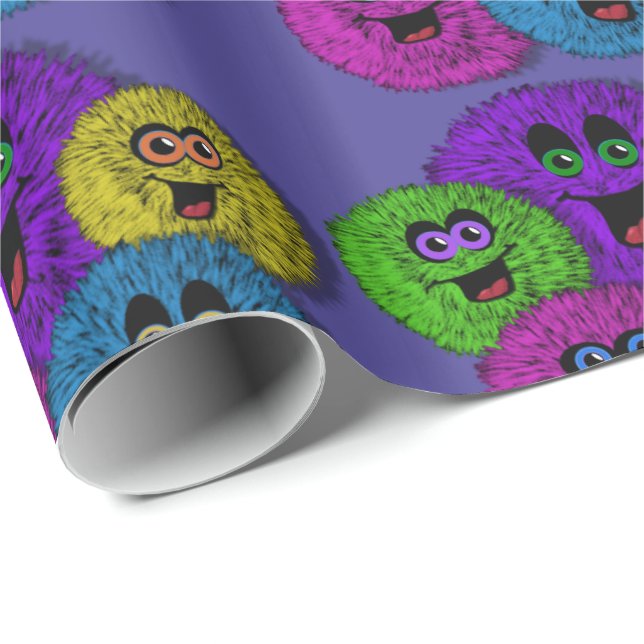 Friendly Fuzzles Niedliche Kreaturen Wrapping Pape Geschenkpapier (Rolleneckpunkt)