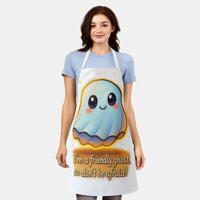 Friendly Ghost Apron – Süßes Halloween-Kochgeschen Schürze (Getragen)