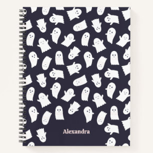 Friendly Ghosts Halloween Muster Personalisiert Notizbuch