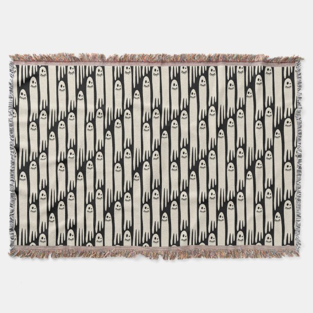 Friendly Ghosts on Cream and Pink – Halloween Patt Decke (Vorderseite)