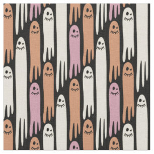Friendly Ghosts Retro-Farben auf Schwarz – Hallowe Stoff