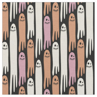 Friendly Ghosts Retro-Farben auf Schwarz – Hallowe Stoff