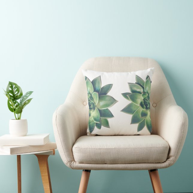 Friendly Green Succulent Pflanze auf White Throw P Kissen (Stuhl )