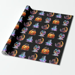 Friendly Icons Grid Halloween Black Fun Holiday Geschenkpapier