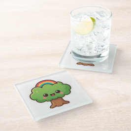 Friendly Kawaii Tree Glasuntersetzer