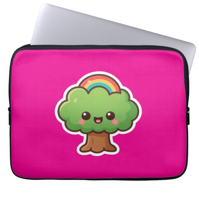 Friendly Kawaii Tree Laptopschutzhülle (Vorderseite)