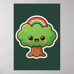 Friendly Kawaii Tree Poster
