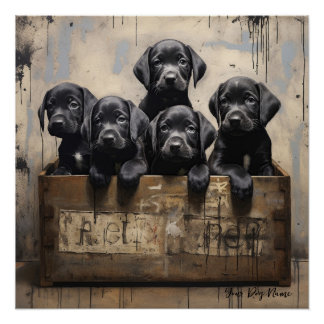 Friendly Labrador Retriever Puppy Dogs 003 - Raim Poster