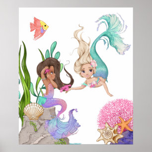 Friendly Mermaids Poster