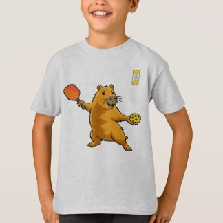 Friendly Pickleball-Logo und Capybara mit Paddle T-Shirt