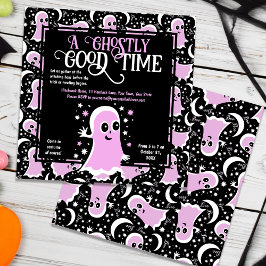 Friendly Pink Ghosts Girl's Halloween-Party Einladung