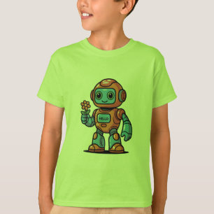 Friendly Robot Cartoon Kids' T - Shirt