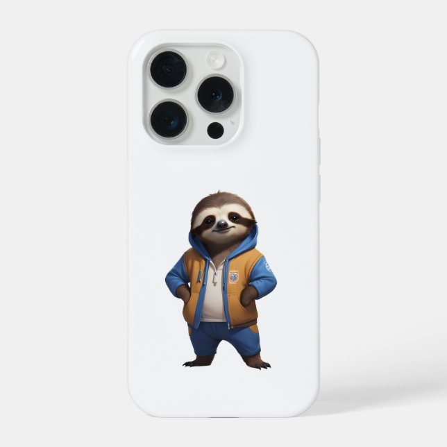Friendly Sloth Illustration iPhone 15 Pro Hülle (Rückseite)