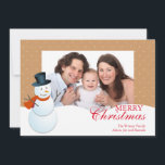 Friendly Snowman Nordpol Braun Weihnachtsfest Foto Feiertagskarte<br><div class="desc">Zeigen Sie Ihr Foto in dieser bezaubernden Weihnachtsgrüßkarte. Diese Urlaubskarte verfügt über einen freundlichen Schneemann und individuell gestaltbare Grüße. Teilen Sie Ihren Freunden und Ihrer Familie herzliche Feiertagsmänner mit dieser leicht anpassbaren Urlaubsfotokarte.</div>