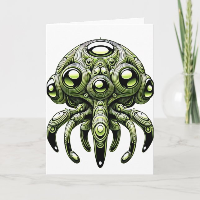 Friendly Space Alien Critter Feiertagskarte (Vorderseite)