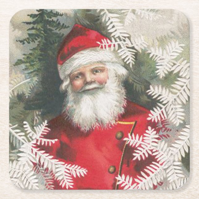 Friendly Vintag Weihnachten Rechteckiger Pappuntersetzer (Vorderseite)