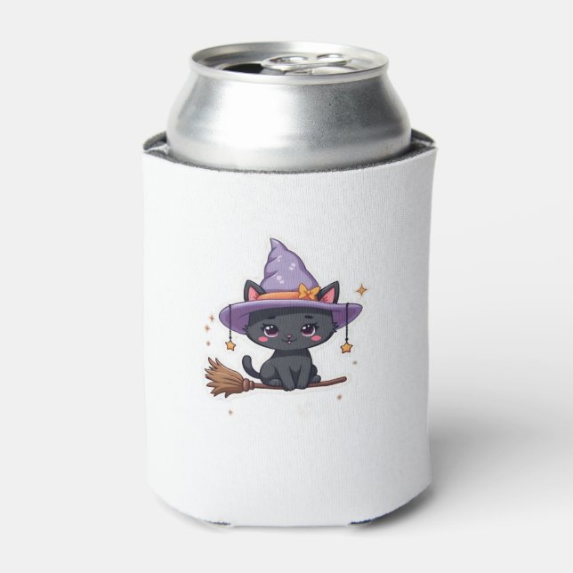 Friendly Witch Hat Cat Niedlich Pastel Kawaii Hall Dosenkühler (Kanne Vorderseite)
