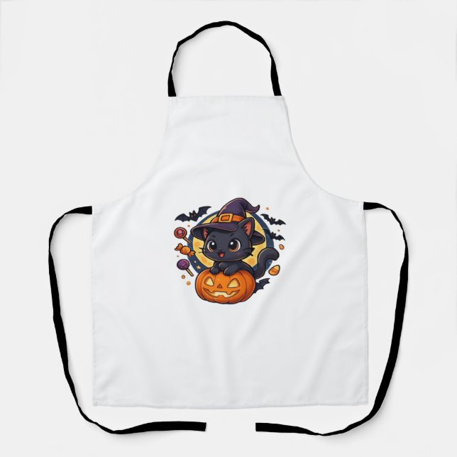 Friendly Witch Hat Cat Niedlich Pastel Kawaii Hall Schürze (Vorderseite)