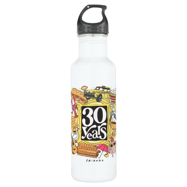 FRIENDS™ | 30 Jahre Grafik Edelstahlflasche (Vorderseite)