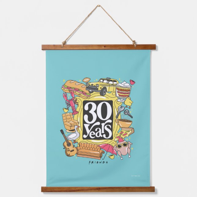 FRIENDS™ | 30 Jahre Grafik Wandteppich Mit Holzrahmen (Vorderseite)