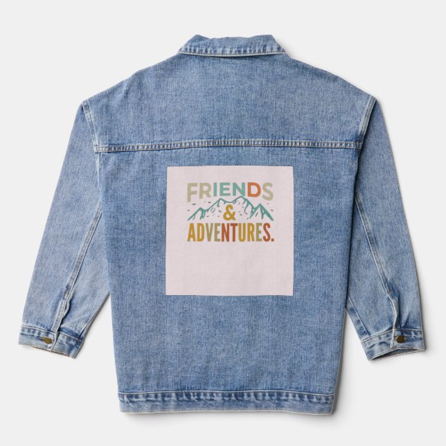 "Friends & Adventures" Multicolor Jeansjacke (Rückseite)