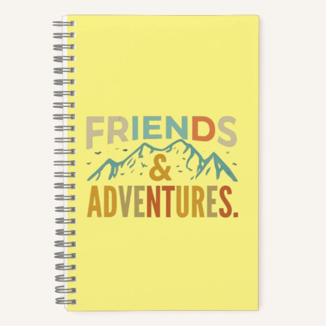 "Friends & Adventures" Multicolor Text Notizbuch (Vorderseite)