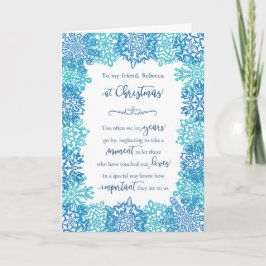Friends an Christmas Blue Snowflakes Personalisier Karte