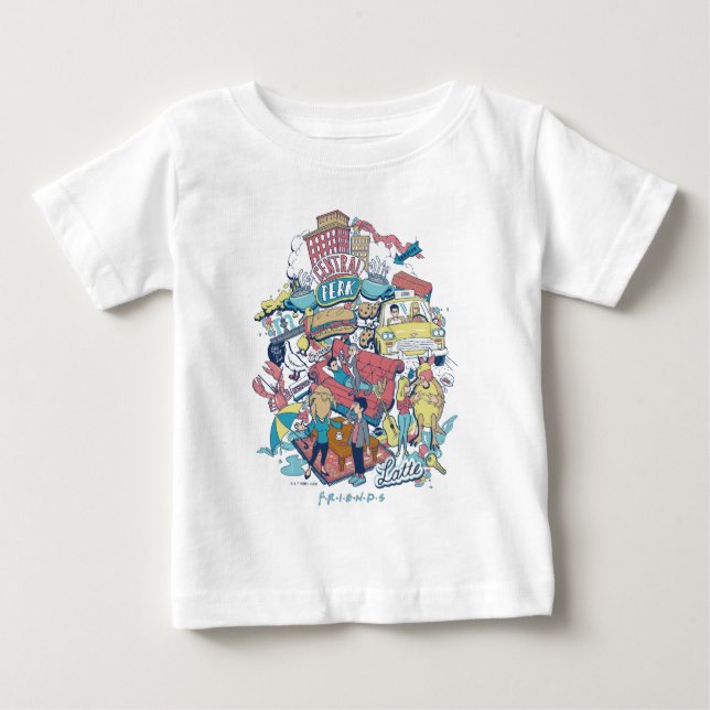 FRIENDS™ | Cartoon Collage Baby T-shirt (Vorderseite)