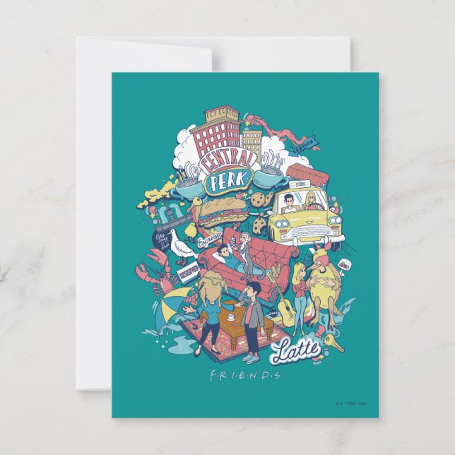 FRIENDS™ | Cartoon Collage Mitteilungskarte (Vorderseite)