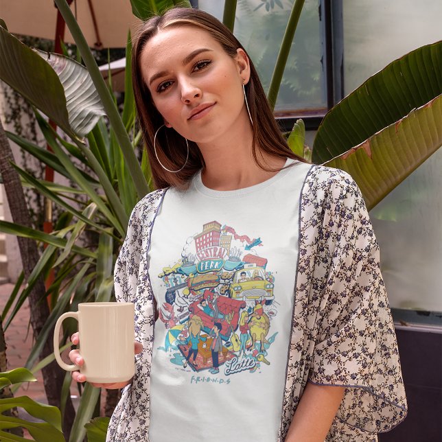 FRIENDS™ | Cartoon Collage T-Shirt (Person wearing t-shirt)