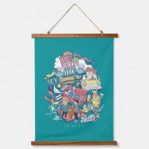 FRIENDS™   Cartoon Collage Wandteppich Mit Holzrahmen