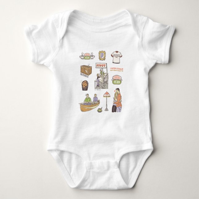 FRIENDS™ | Cartoon Icons Baby Strampler (Vorderseite)
