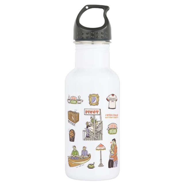 FRIENDS™ | Cartoon Icons Edelstahlflasche (Vorderseite)